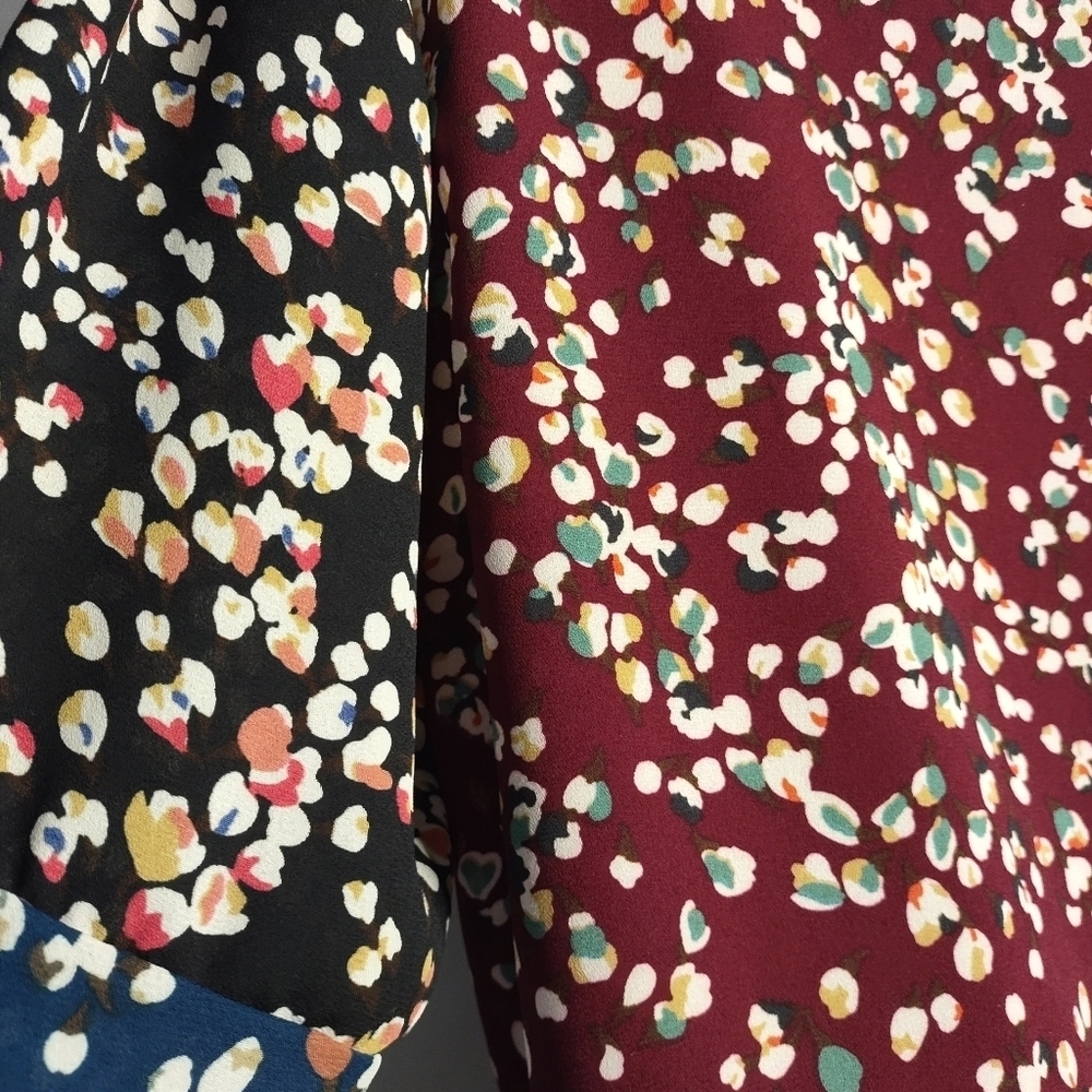 Braeve Blouse Women's Multicolor Tasseled Accents Polyester 3/4 Sleeve Sz Medium - Picture 6 of 8